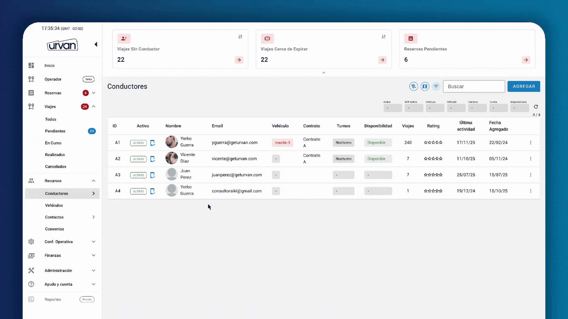 Ocultar precios al conductor